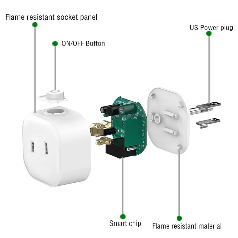 Igreli Wi-Fi Smart Plug Outlet не требуется концентратор защита от перегрузки огнезащитный