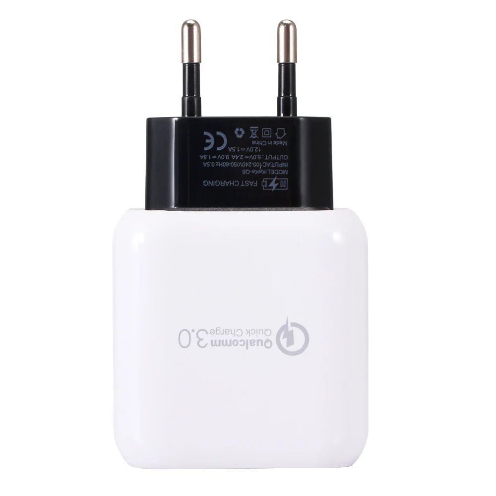 QC3.0 2.4A aвтомобильное зарядное устройство с одним USB Смарт AC дорожное сетевое Зарядное устройство быстрой Зарядное устройство 5V Мощность адаптер быстрой зарядки