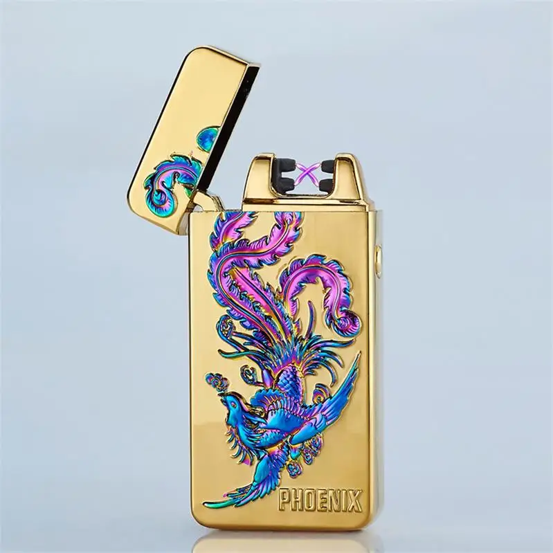 Креативные зажигалки двойные дуги зажигалки металлические USB перезаряжаемые беспламенные электрические дуги Windpro прикуривателя для сигар 10 цветов