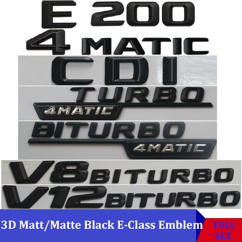 3D матовая черная Автомобильная эмблема W212 213 E350 E320 E250 E300 E220 E200 E280 E63 E CLA стикер