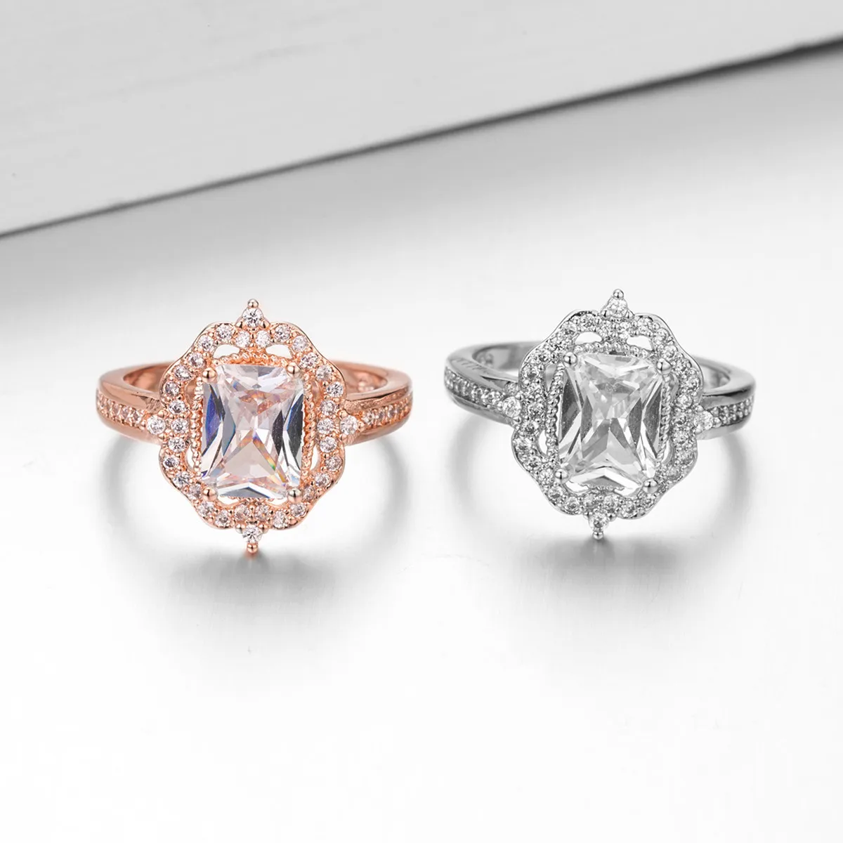 

14K Rose Gold Wedding Jewelry Diamond Gemstone topaz Ring for Women Topaz 925 Luxury Anillos ring box