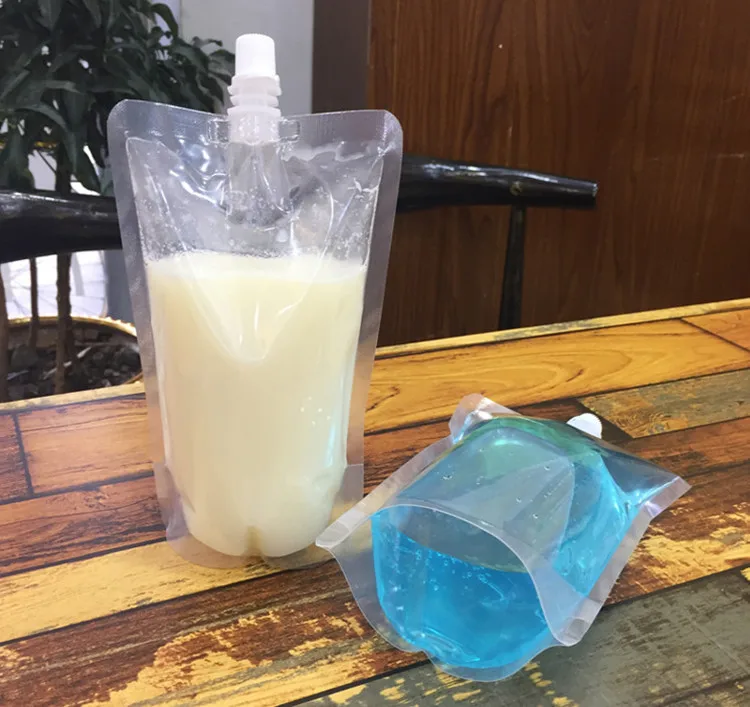 Bolsas transparentes con boquilla para bebidas, bolsas de pl&aacute;stico para fiesta, boda, zumo de fruta, cerveza con embudos, 30ml ~ 100 ml, 600 Uds.-4