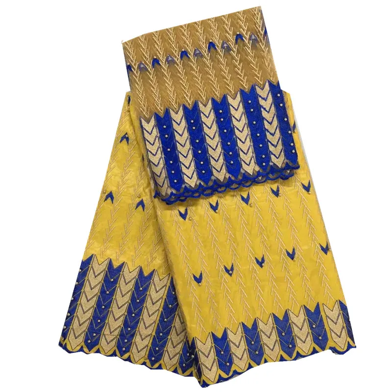 Beaded african bazin fabric riche getzner for dresses with 2 yards french tulle lace beads YJ52-88 | Дом и сад