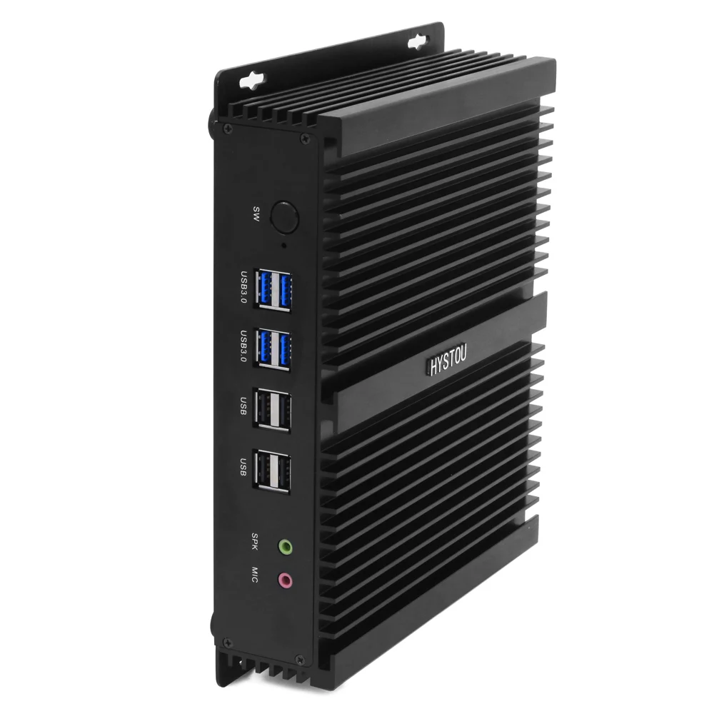 Оригинальный hystou FMP04B безвентиляторный 12 В мини ПК Core I7 4510U I5 4200U I3 4010U Intel QS77 с SATA/MSATA