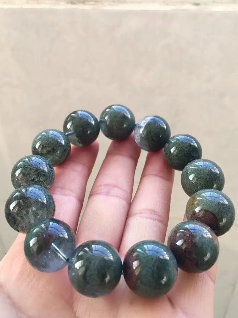 Натуральные зеленые зеркальные бусины для сада 17 мм сферический браслет |