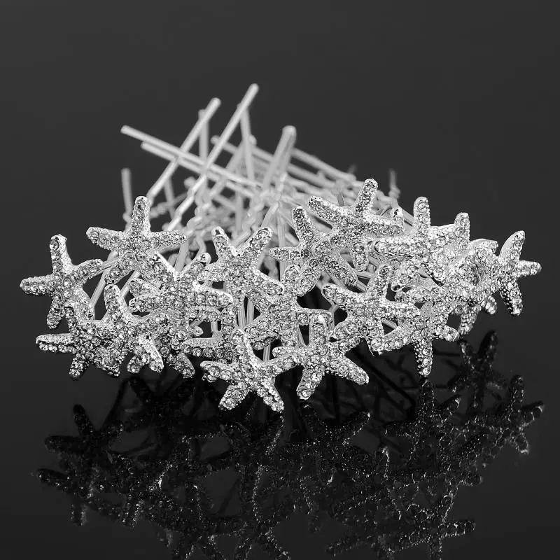 Заколки для волос с кристаллами в виде морской звезды 20 шт.