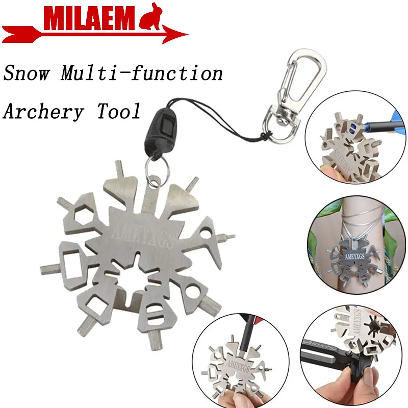 

21 in1 Snow Multi-function Archery Tool Outdoor Sports Wrench Keychain Tools Arrow Repair EDC Gadget Hunting Accessories