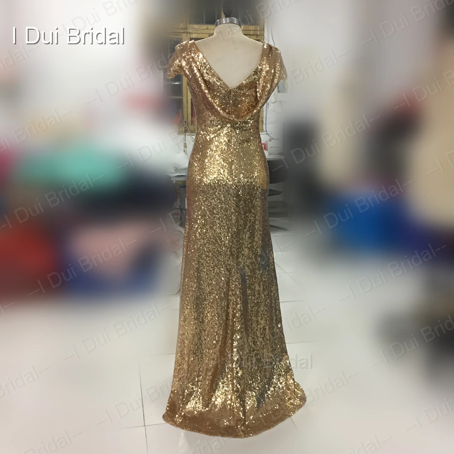Badgley Mischka блесток клобук сзади платье для невесты Фата Шампань розовое золото Свадьба подружки невесты