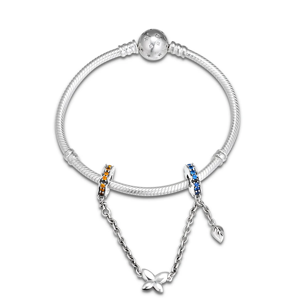 Beads fit for Pandora Bracelets Wildflower Meadow Safety Chain charms 100% 925 Sterling Silver Jewelry Free Shipping | Украшения и