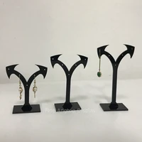 pack of 3 black acrylic jewelry display arrow shaped t stand for stud dangle hoop earrings square base