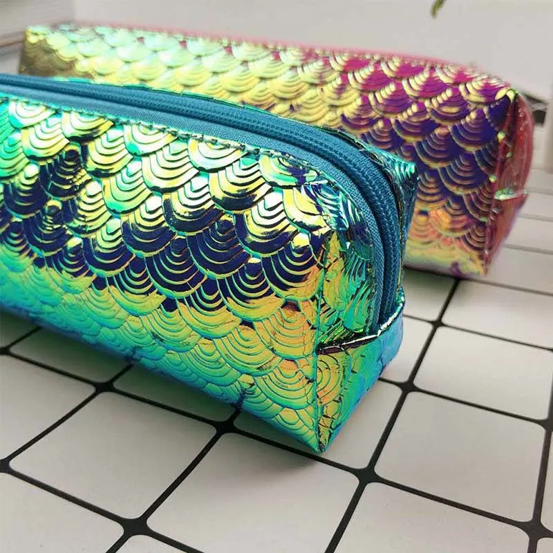 Чешуя Русалки пенал лазерной Блестящий Карандаш сумка Творческий Pencilcase для подарок для девочек Kawaii набор канцелярских принадлежностей