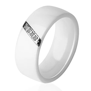 8mm White Новинка, 6 мм, 8 мм, черный, белый, розовый цвет, один слэш, Кристальные керамические кольца для женщин, обручальное кольцо, обручальное кольцо, подарки для матери, ювелирные изделия - Цвет основного камня: 8mm White