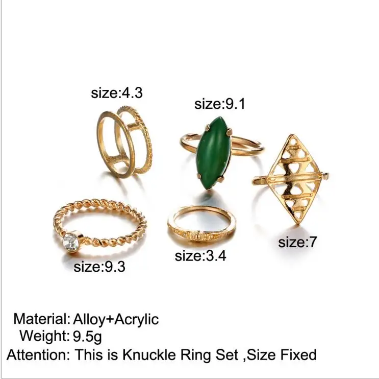 Винтаж большой камень Midi Ring Set для Для женщин Boho старинное серебро Цвет сердце