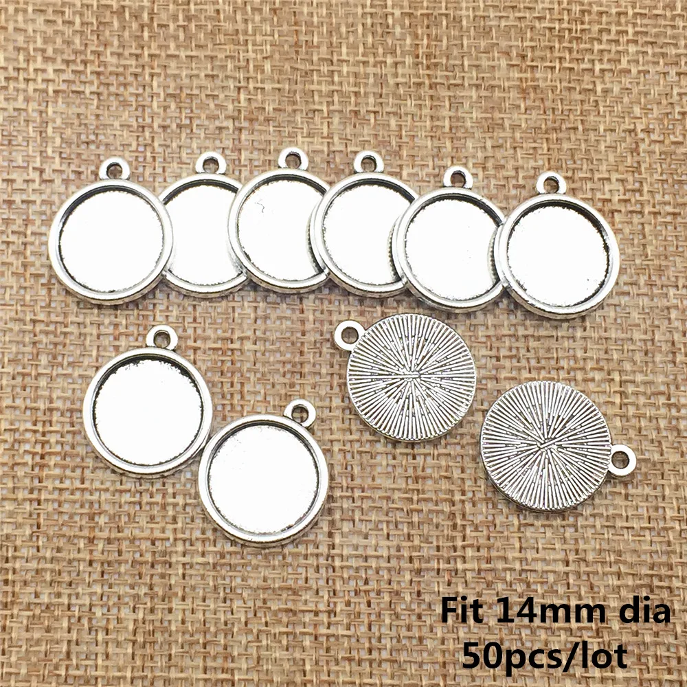 

LJJAGLL Fit Round Blank Tray 12/14/16/18/20/25mm dia Mix Size Metal Silver Cameo Setting filigree Pendant Jewelry Diy AXDT129