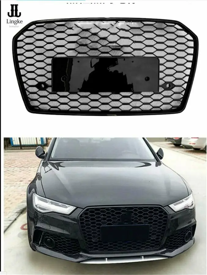 Black Front Mesh Grille Grill For Audi A6 C7 Sline S6 RS6 Style 2016-2018 | Автомобили и мотоциклы