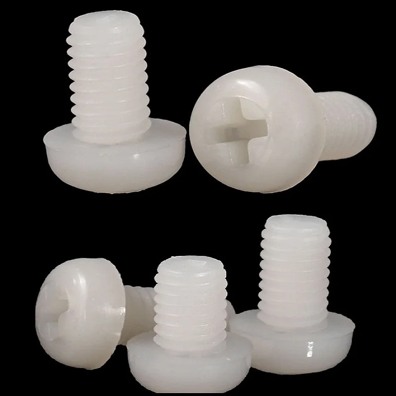 Белый винт с круглой головкой нейлоновый нейлоновой M2M2.5M3M4M5M6M8 * 4 5 6 8 10 12 15 20 25 30 35 40