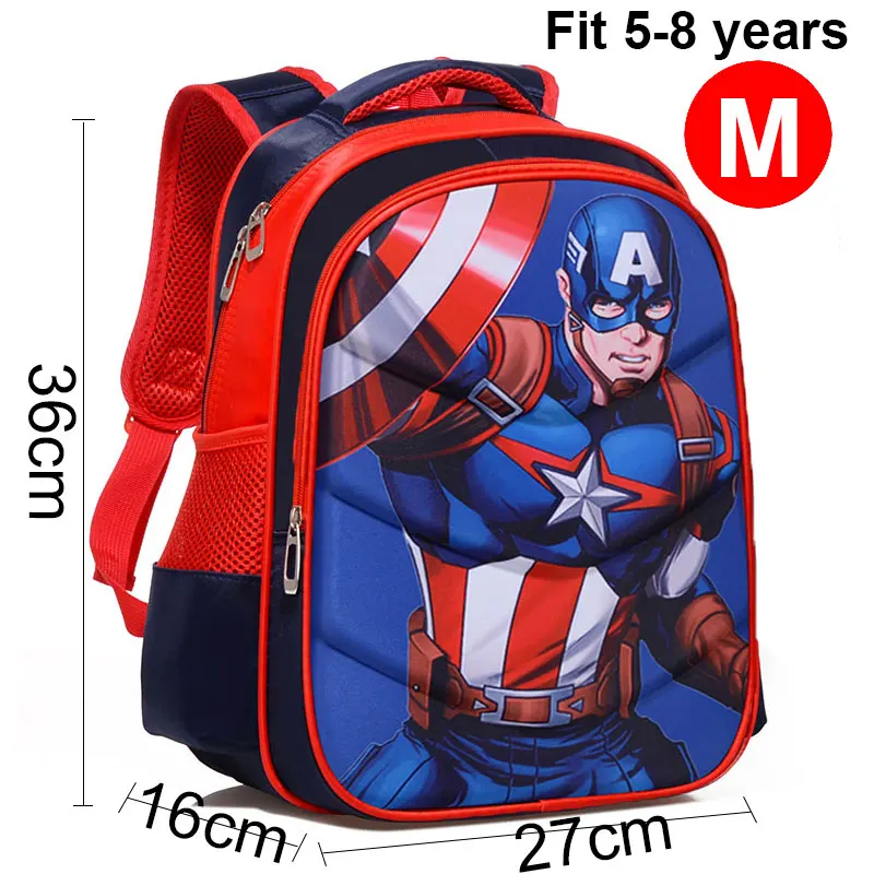 Red M Captain A 3D Капитан Америка Железный человек мальчик девочка дети детский сад школьная сумка Подростковая Дети Студенческие рюкзаки - Цвет: Red M Captain A
