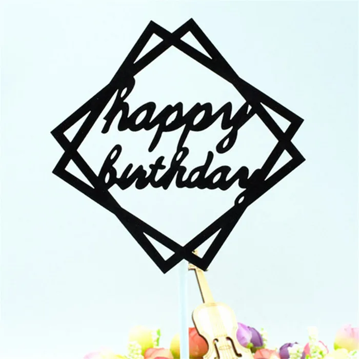 H32 Cake Topper Топперы для торта украшения для дня рождения для взрослых топперы для кексов украшения для детской вечеринки вечерние сувениры красный Топпер для торта «С Днем Рождения» - Цвет: H32 Cake Topper