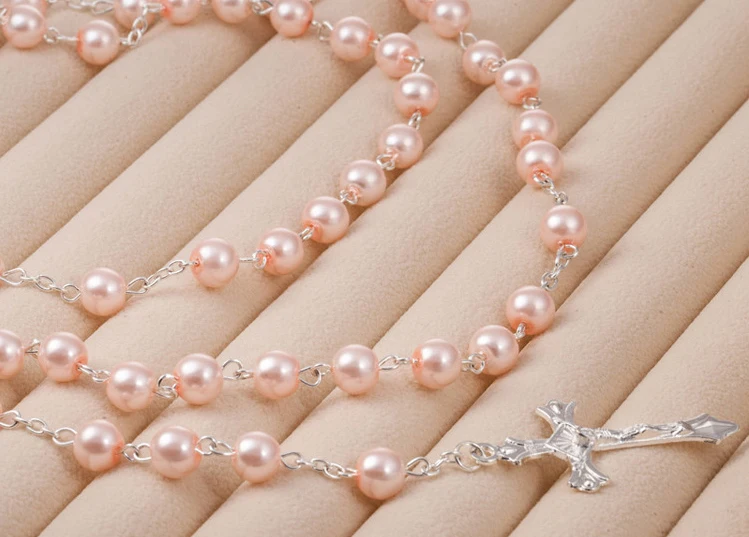 Поставки новые популярные мода 2 Слоя pearl Религиозных крест бусы Христианской