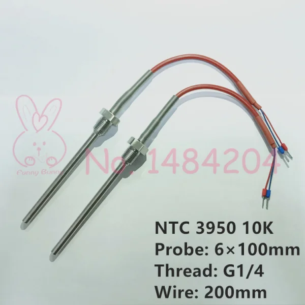 100mm G1 4 thread 2x NTC 3950 10K Термистор датчик температуры SUS304 6 мм* 200 мм/100 мм Зонд 200 мм провод-40~ 150 градусов Резьба G 1/2 G1/4" - Цвет: 100mm G1 4 thread