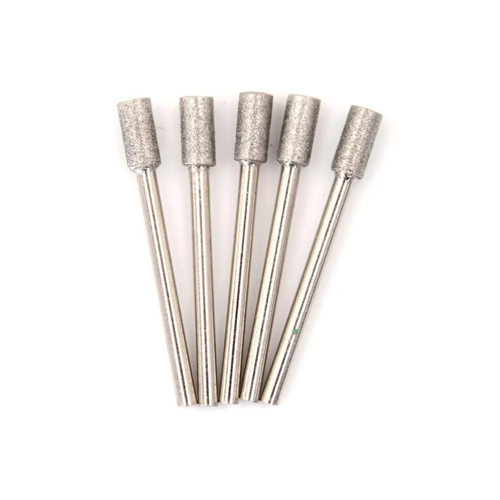

5Pcs/set 3/5/10/45mm Cylindrical Diamond Glasses Jade Burr Bits Carving Polishing Rotary Tool