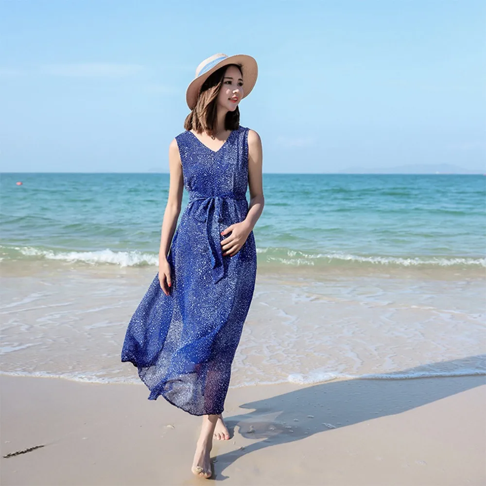 

Pregnant Sexy Holiday Long Dress Maternity Sleeveless Elegant Chiffon Dress Vocation Beach Sext Dress For Pregnant Woman