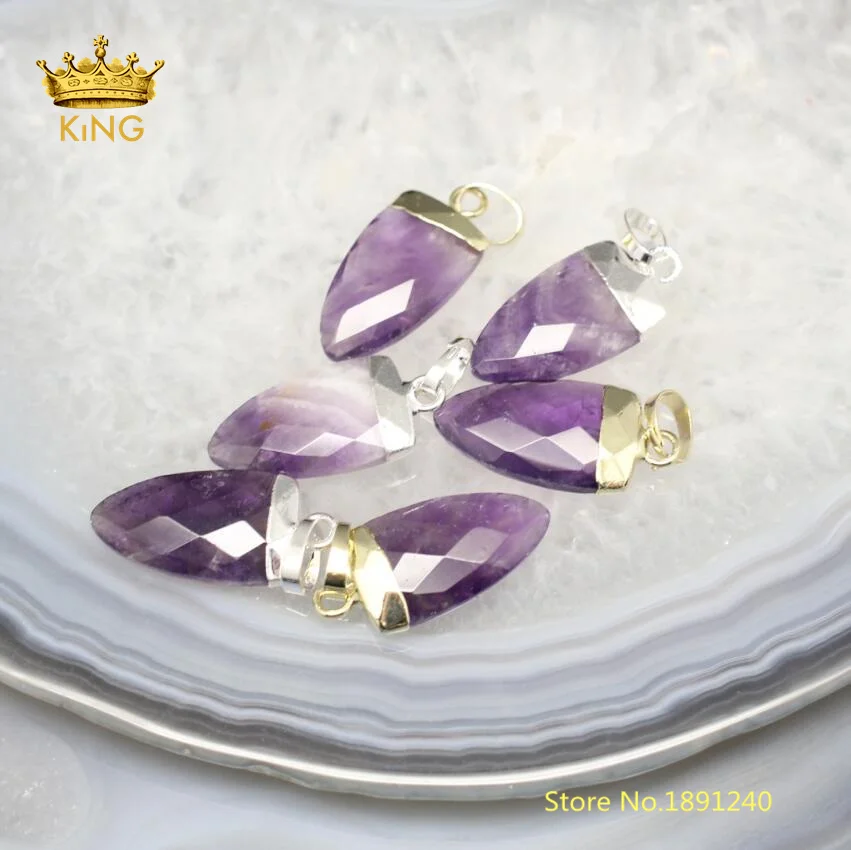 10 шт. натуральный пурпурный кварц граненые амулеты со стрелками модные ювелирные
