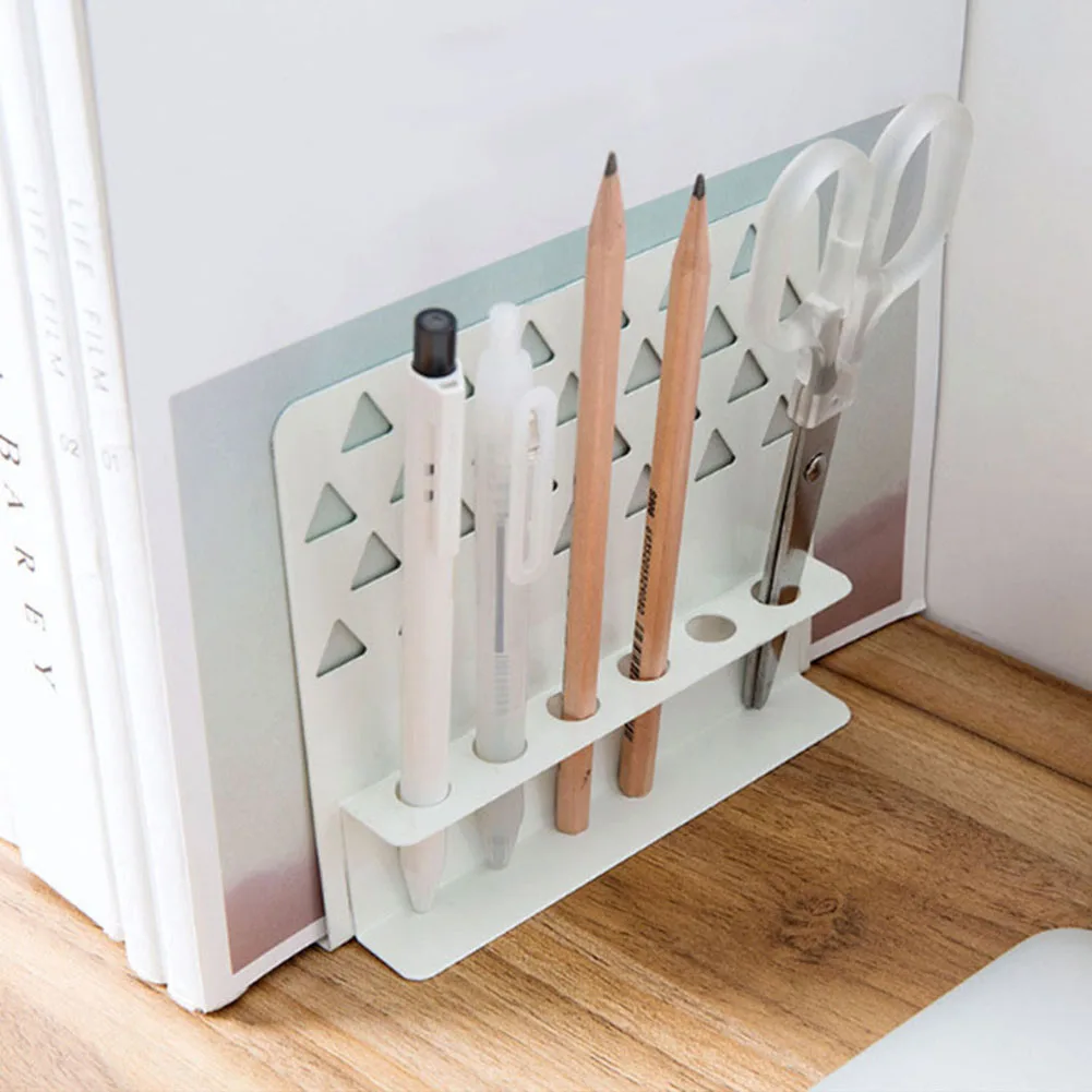 Hollow Triangle Iron Craft Bookend with Pen Holder Desktop Book Storage Rack simple and stylish | Канцтовары для офиса и дома