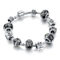 szelam black charm bracelets for women silver murano beads bracelets bangles diy fashion fashion jewelry sbr160290