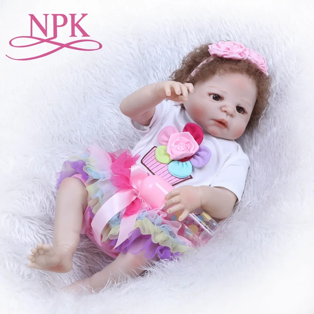NPK 55 см куклы Reborn Bebe силиконовая кукла Baby Girl новые игрушки для волос Bonecas подарок