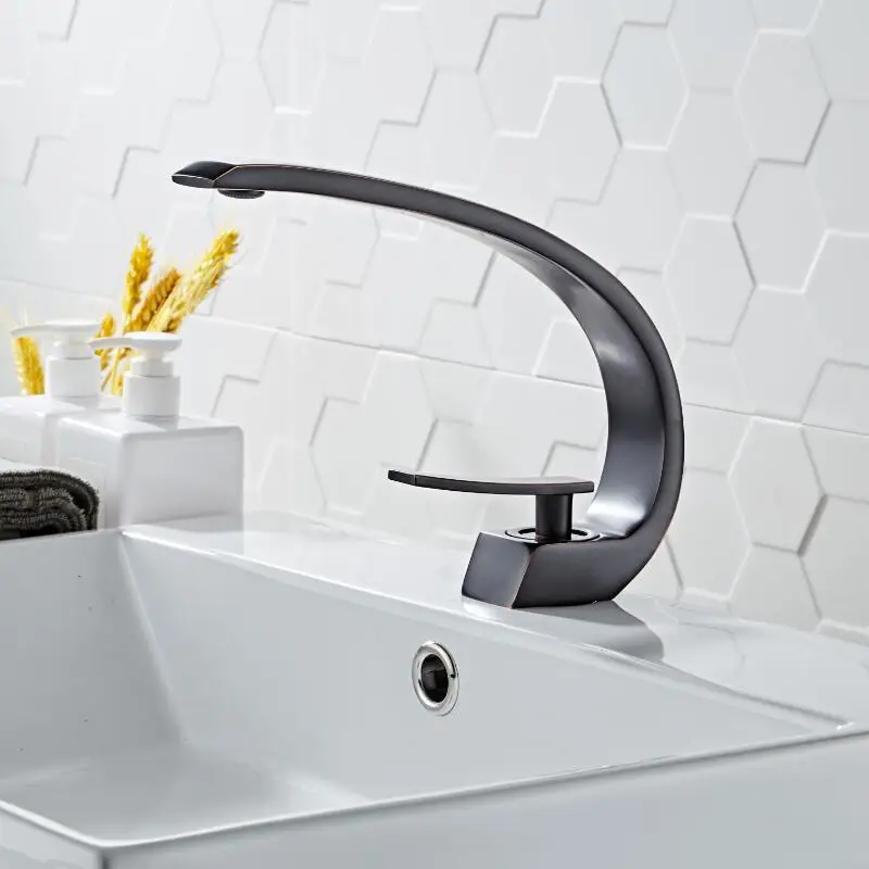 Tuqiu Black/white bath Basin Faucet Brass Chrome Faucet Brush Nickel Sink Mixer Tap Vanity Hot Cold Water Bathroom Faucets