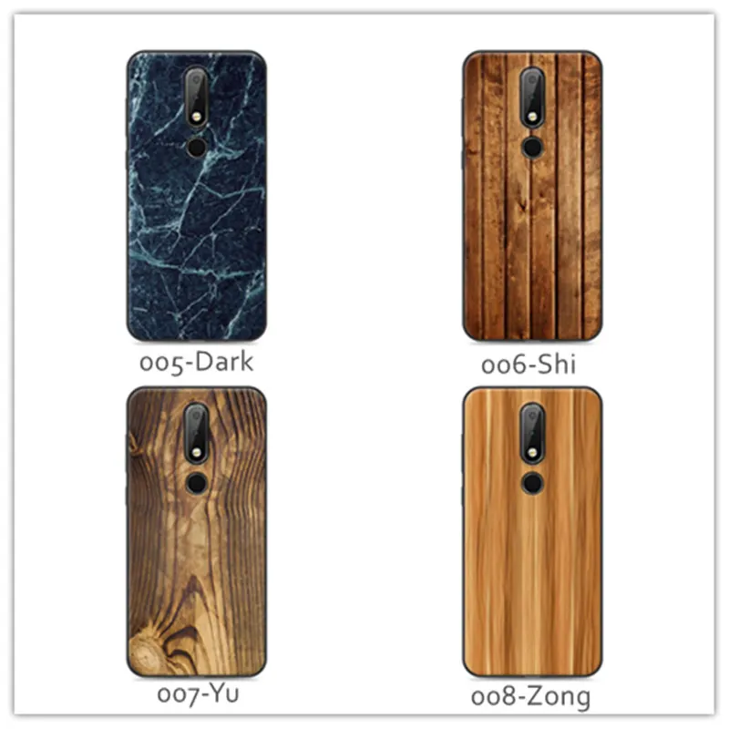 For Nokia X6 Case Shockproof Wood Grain Cover Soft TPU 6.1 Plus 2018 5.8&quot Painted Protective Shield |