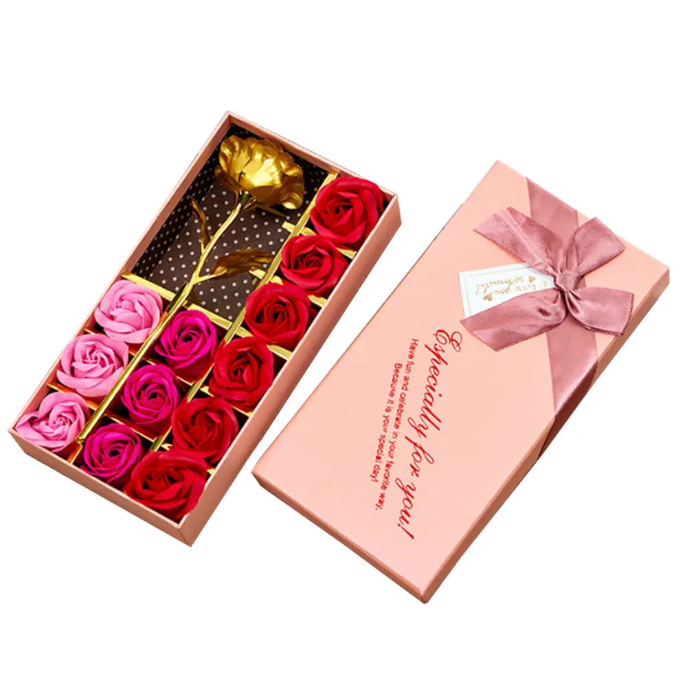 12 шт./компл. Творческий градиент моделирование мыло в Форме Розы 24 К золото Фольга