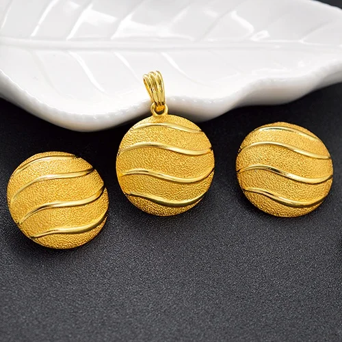 Earrings Pendant G Солнечный изделия Большой Круглый Ювелирные наборы для Для женщин колье серьги кулон Классические Ювелирные наборы для украшения на день рождения, свадьбу, подарки - Окраска металла: Earrings Pendant G