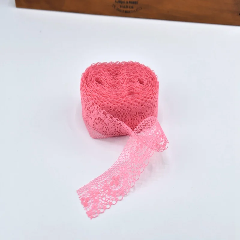 watermelon red 10 ярдов/партия, хлопчатобумажная кружевная лента, аксессуары для свадебной одежды, 40 мм ширина, африканская кружевная ткань, обрезка, Вышитое Платье для шитья, сделай сам - Цвет: watermelon red