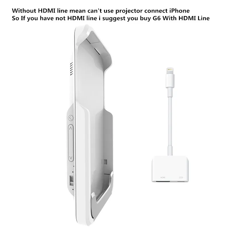G6 With HDMI Line Домашний ТВ кинотеатр проекторы MHL для Android 1920*1080 HDMI кабель HD подсветка проектор для iPhone X XS 7 8 PLUS iPad IOS Китай - Цвет: G6 With HDMI Line