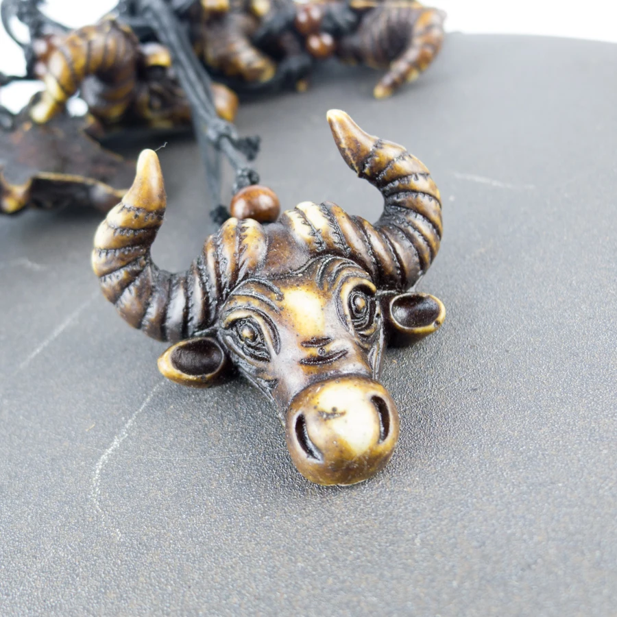 Подвеска из бронзы бык искусство костяного искусства металлическое ожерелье с