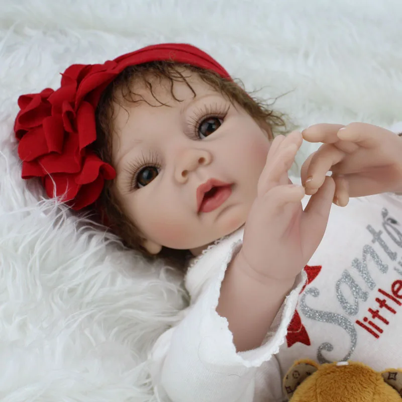 

22 "55 см живой Bebe сопровождение куклы силиконовые куклы lol с медведем плюшевые игрушки Дети Рождество Brinquedos DOLLMAI Ограниченная Коллекция подар...
