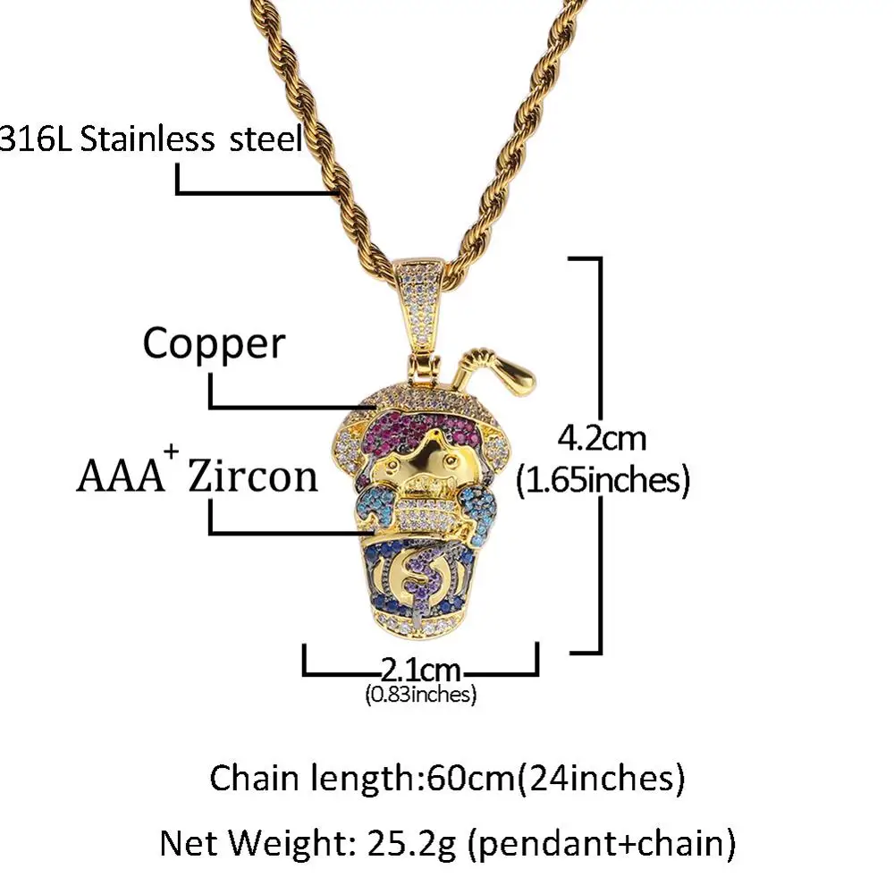 В стиле хип хоп с креплением микро паве мульти Цвет AAA CZ камень Bling из мультфильма