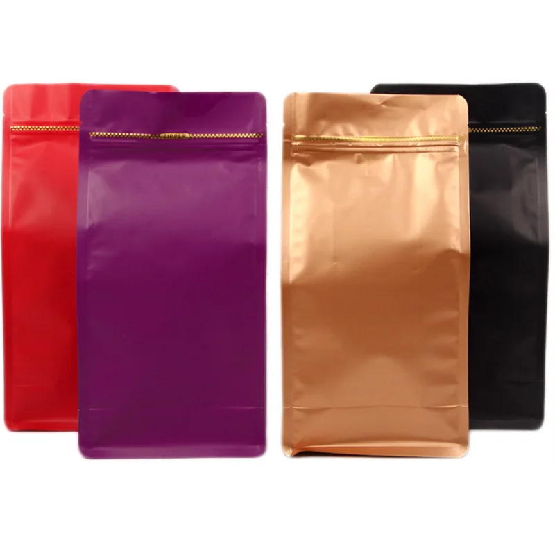 

50pcs Eight side seal food coffee candy packaging bags zipper ziplock aluminum foil stand up bag