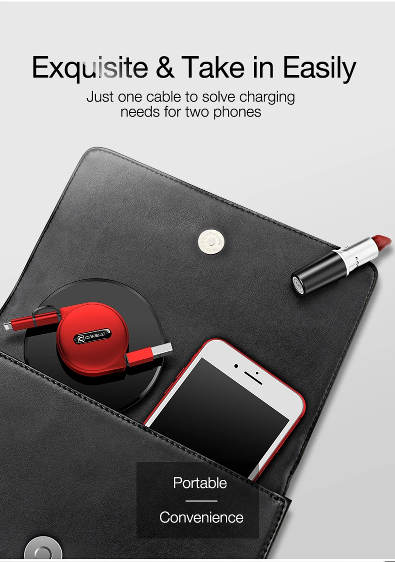 CAFELE 2 в 1 Выдвижной USB кабель для быстрой зарядки для iPhone X Xs Max 8 7 6s plus micro для samsung xiaomi huawei 100 см