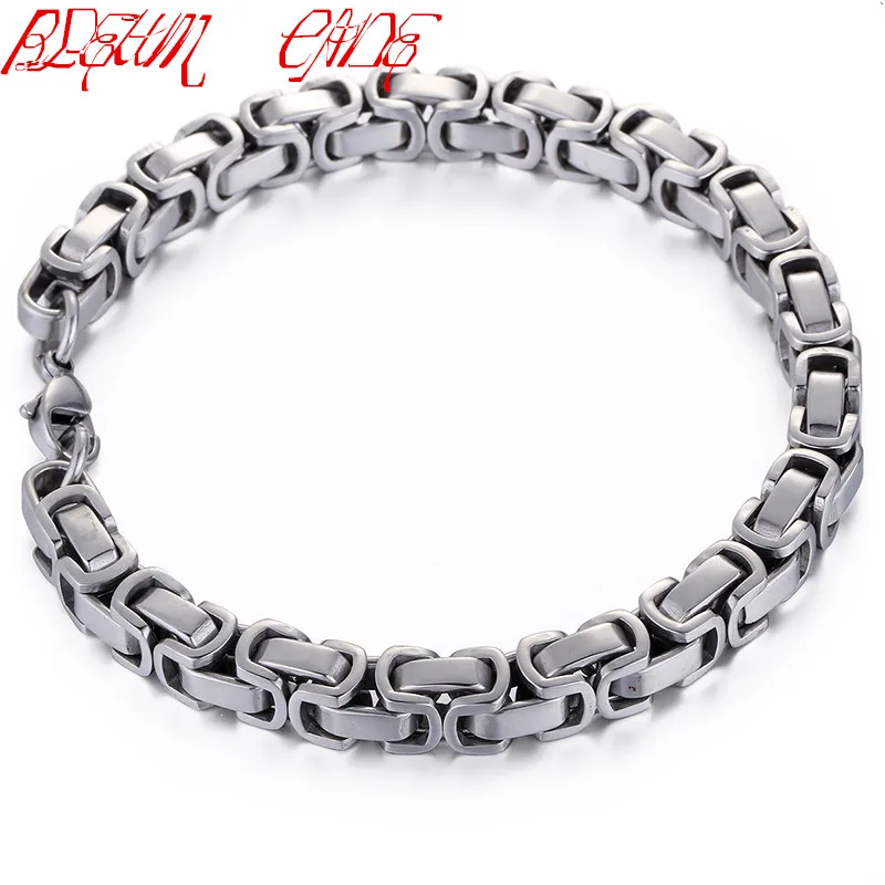 Панк мужские цепи мальчиков 6 мм коробка золотого цвета византийские 316L браслет