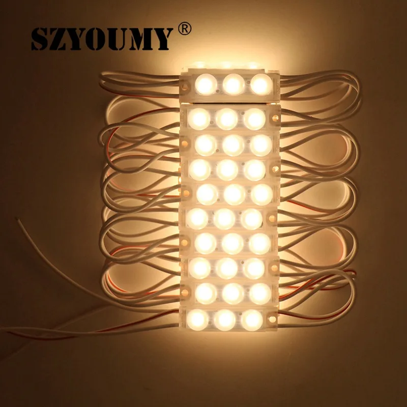 SZYOUMY светодиодный мини-модуль 2835 SMD Водонепроницаемый 3 светодиодный Инжекционный объектив СВЕТОДИОДНЫЙ знак рекламы подсветка DC12V для макияжа зеркало