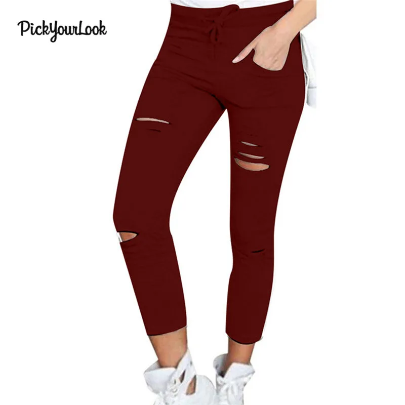 Pickyourlook женские рваные брюки с высокой талией джинсы-скинни трусы леггинсы