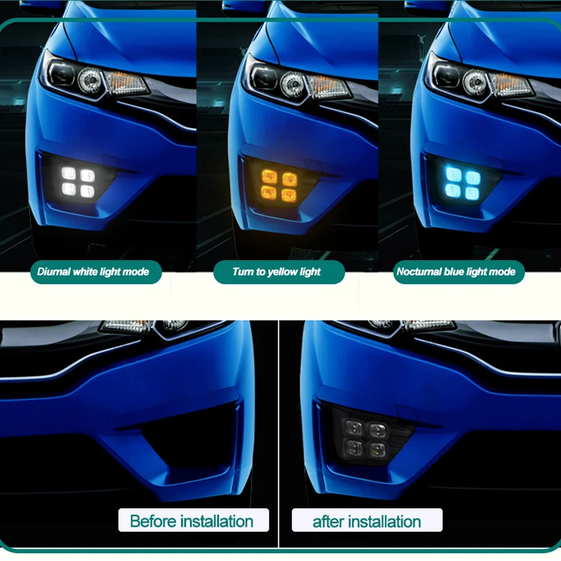 ROADOT 2 шт. Светодиодный дневной ходовой свет для Honda Fit Jazz 2014 2015 2016 желтый указатель