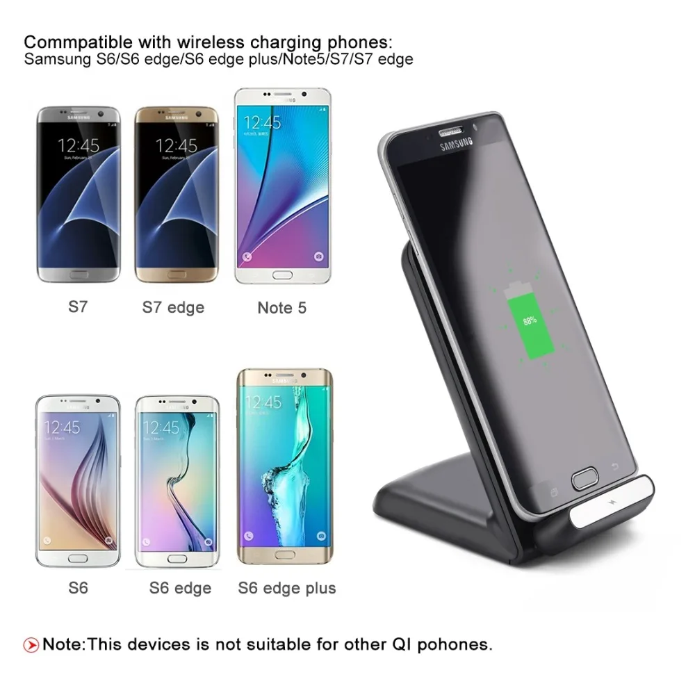 

HAWEEL A18-5W/10W Qi Standard Wireless Stand Charger iPhone 8 / 8 Plus / X & Galaxy S7 Edge / S7 / S6 edge / +