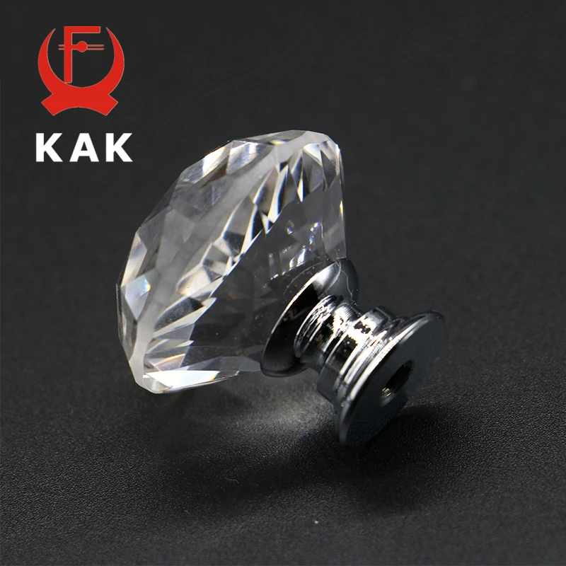 KAK, 5 шт./лот, 20-40 мм, Алмазная форма, дизайн, Хрустальные стеклянные ручки, шкаф, выдвижной ящик, кухонный шкаф, шкаф, ручки, фурнитура