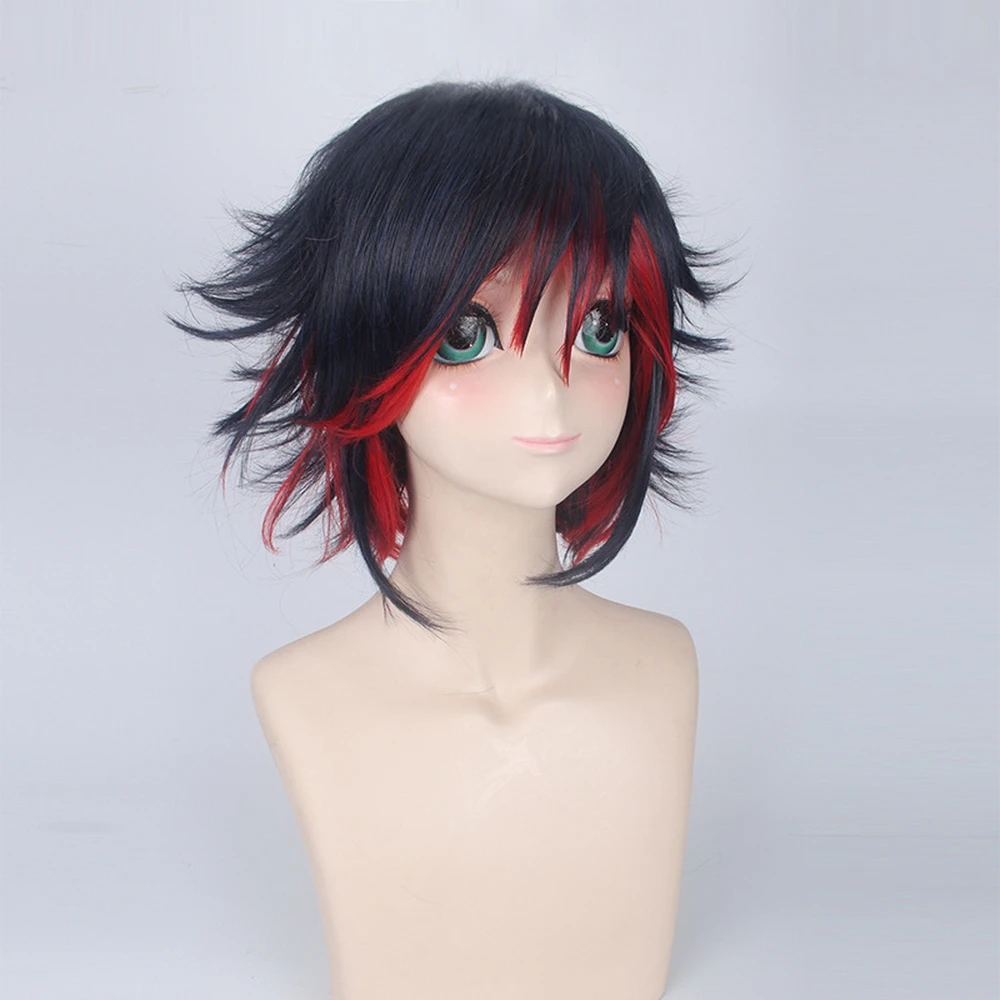 30cm KILL la KILL Ryuuko Matoi Black Blue Red Ombre Short Cosplay Wig Heat Resistant Synthetic Hair Peruca Costume Wigs Women