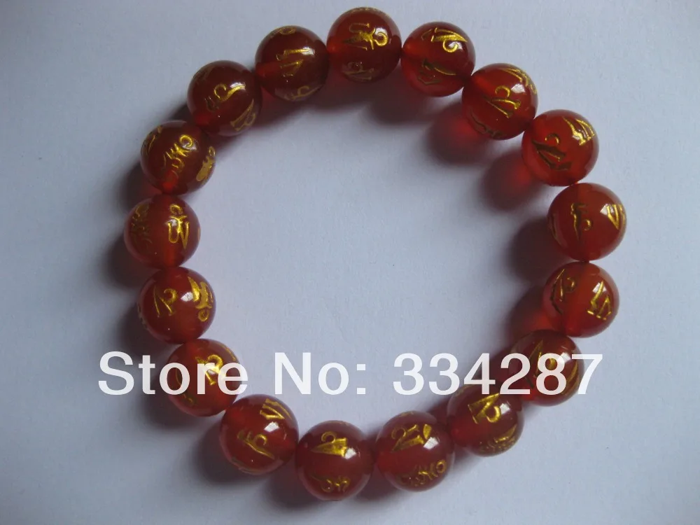 12 мм тибетские Бусы Будда с гравировкой Тибетский символ удача красный агат