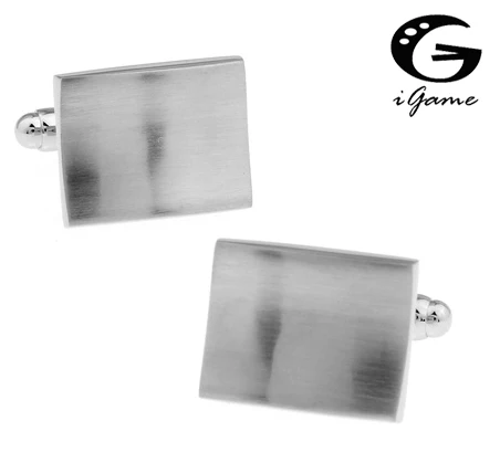 

iGame Engravable Cufflinks Rectangle Metal Wire-drawing Design Free Shipping